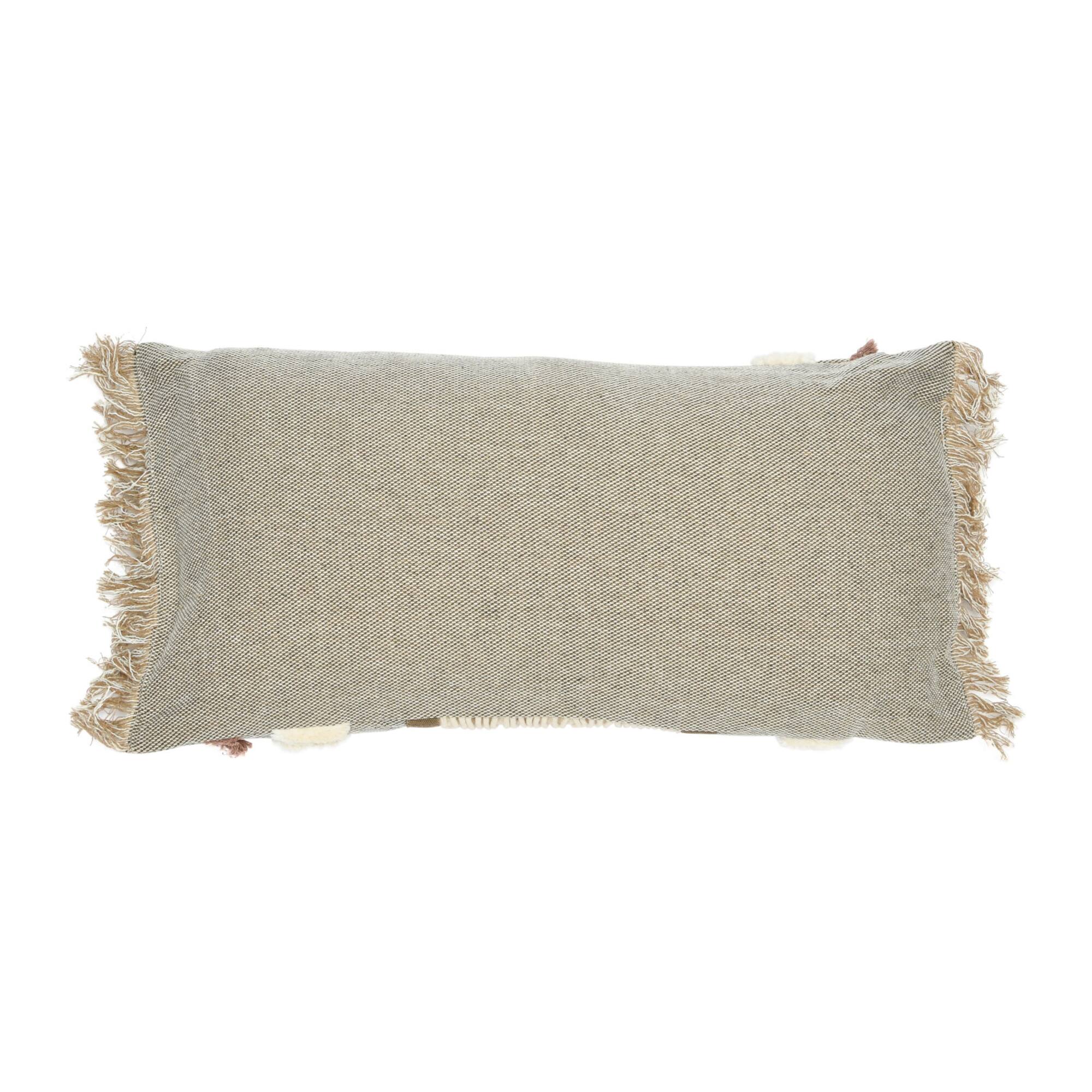 Applique, Macramé & Fringe Cotton Tufted Lumbar Pillow